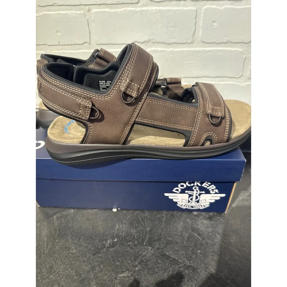 Dockers Supreme Comfort Mens Brown Adjustable Strap Sandals 90-22058 Size 12W